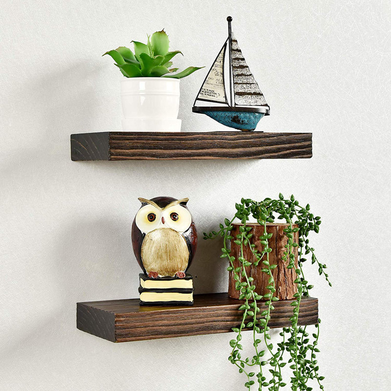 Millwood Pines 2 Piece Pine Solid Wood Floating Shelf & Reviews Wayfair